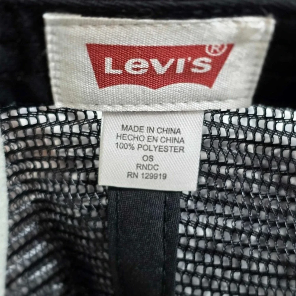 Levi's Silvertab Iconic Mesh Men's Trucker Adjustable Snapback Hat Cap Black NEW